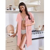 Ekouaer Women’s Zipper Robe Short Sleeves Swiss Dots Housecoat Zip Up Bathrobe Soft Nightgown with Pockets S-3XL(Light Pink)