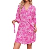 Ekouaer Robes for Women Waffle Knit Bathrobe Soft Lightweight Knee Length Loungewear S-XXL(A-pink-floral)