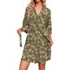 Ekouaer Robes for Women Waffle Knit Bathrobe Soft Lightweight Knee Length Loungewear S-XXL(Army Green Floral)