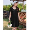 Ekouaer Cotton Nightgowns for Women Short Sleeve Sleep Shirts T-Shirt Dress V Neck Nightshirt S-3XL(Black)