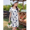 Ekouaer Cotton Nightgowns for Women Short Sleeve Sleep Shirts T-Shirt Dress V Neck Nightshirt S-3XL(Blue Branches)