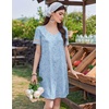 Ekouaer Cotton Nightgowns for Women Short Sleeve Sleep Shirts T-Shirt Dress V Neck Nightshirt S-3XL(Blue Floral)