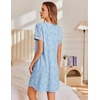 Ekouaer Cotton Nightgowns for Women Short Sleeve Sleep Shirts T-Shirt Dress V Neck Nightshirt S-3XL(Blue Floral)