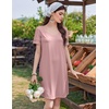 Ekouaer Cotton Nightgowns for Women Short Sleeve Sleep Shirts T-Shirt Dress V Neck Nightshirt S-3XL(Dusty Pink)