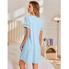 Ekouaer Cotton Nightgowns for Women Short Sleeve Sleep Shirts T-Shirt Dress V Neck Nightshirt S-3XL(Light Blue)