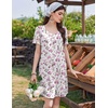 Ekouaer Cotton Nightgowns for Women Short Sleeve Sleep Shirts T-Shirt Dress V Neck Nightshirt S-3XL(Pink Flower)