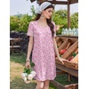 Ekouaer Cotton Nightgowns for Women Short Sleeve Sleep Shirts T-Shirt Dress V Neck Nightshirt S-3XL(Pnik Ploral)