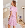 Ekouaer Cotton Nightgowns for Women Short Sleeve Sleep Shirts T-Shirt Dress V Neck Nightshirt S-3XL(Pnik Ploral)