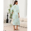 Ekouaer Robes for Women Long Knit Bathrobe Lightweight 3/4 Sleeves Kimono Robe Soft Sleepwear with Pockets(Green Floral, Small)