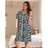 Ekouaer Women Zipper Robes Waffle Short Bathrobe Lightweight House Coat with Pockets Soft Nightgown S-3XL(Cream Leopard Print)