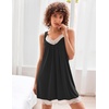 Ekouaer Women’s Nightgown V-neck Chemise Sleepwear Lace Nightwear Soft Lingerie for Women(White Lace Black)