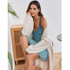 Ekouaer Women’s V Neck Sleeveless Nightgown(Blue-green Vines)
