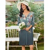 Ekouaer Zipper Robes for Women 3/4 Sleeves Housecoat Soft Nightgowns Sleepwear Mumu House Dresses with Pockets(Grey Floral)