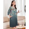Ekouaer Zipper Robes for Women 3/4 Sleeves Housecoat Soft Nightgowns Sleepwear Mumu House Dresses with Pockets(Grey Floral)