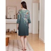 Ekouaer Zipper Robes for Women 3/4 Sleeves Housecoat Soft Nightgowns Sleepwear Mumu House Dresses with Pockets(Grey Floral)
