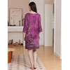 Ekouaer Zipper Robes for Women 3/4 Sleeves Housecoat Soft Nightgowns Sleepwear Mumu House Dresses with Pockets(Purple Vine)