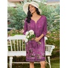 Ekouaer Zipper Robes for Women 3/4 Sleeves Housecoat Soft Nightgowns Sleepwear Mumu House Dresses with Pockets(Purple Vine)