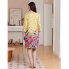 Ekouaer Zipper Robes for Women 3/4 Sleeves Housecoat Soft Nightgowns Sleepwear Mumu House Dresses with Pockets(Yellow Floral)