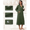 Ekouaer Zipper Robes for Women Long Sleeve Lightweight House Coats with Pockets Zip Up Bathrobe Loungewear S-3XL(Army Green)