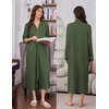 Ekouaer Zipper Robes for Women Long Sleeve Lightweight House Coats with Pockets Zip Up Bathrobe Loungewear S-3XL(Army Green)