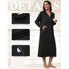 Ekouaer Zipper Robes for Women Long Sleeve Lightweight House Coats with Pockets Zip Up Bathrobe Loungewear S-3XL(Black)