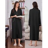 Ekouaer Zipper Robes for Women Long Sleeve Lightweight House Coats with Pockets Zip Up Bathrobe Loungewear S-3XL(Black)