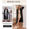 Ekouaer Zipper Robes for Women Long Sleeve Lightweight House Coats with Pockets Zip Up Bathrobe Loungewear S-3XL(Black)
