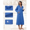 Ekouaer Zipper Robes for Women Long Sleeve Lightweight House Coats with Pockets Zip Up Bathrobe Loungewear S-3XL(Blue)