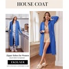 Ekouaer Zipper Robes for Women Long Sleeve Lightweight House Coats with Pockets Zip Up Bathrobe Loungewear S-3XL(Blue)