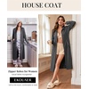 Ekouaer Zipper Robes for Women Long Sleeve Lightweight House Coats with Pockets Zip Up Bathrobe Loungewear S-3XL(Deep Gray)