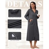 Ekouaer Zipper Robes for Women Long Sleeve Lightweight House Coats with Pockets Zip Up Bathrobe Loungewear S-3XL(Deep Gray)