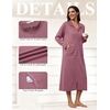 Ekouaer Zipper Robes for Women Long Sleeve Lightweight House Coats with Pockets Zip Up Bathrobe Loungewear S-3XL(Gray Purple)