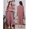 Ekouaer Zipper Robes for Women Long Sleeve Lightweight House Coats with Pockets Zip Up Bathrobe Loungewear S-3XL(Gray Purple)