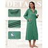 Ekouaer Zipper Robes for Women Long Sleeve Lightweight House Coats with Pockets Zip Up Bathrobe Loungewear S-3XL(Green)