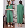 Ekouaer Zipper Robes for Women Long Sleeve Lightweight House Coats with Pockets Zip Up Bathrobe Loungewear S-3XL(Green)