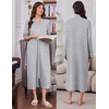 Ekouaer Zipper Robes for Women Long Sleeve Lightweight House Coats with Pockets Zip Up Bathrobe Loungewear S-3XL(Light Gray)