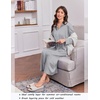 Ekouaer Zipper Robes for Women Long Sleeve Lightweight House Coats with Pockets Zip Up Bathrobe Loungewear S-3XL(Light Gray)