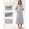 Ekouaer Zipper Robes for Women Long Sleeve Lightweight House Coats with Pockets Zip Up Bathrobe Loungewear S-3XL(Light Gray)