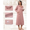 Ekouaer Zipper Robes for Women Long Sleeve Lightweight House Coats with Pockets Zip Up Bathrobe Loungewear S-3XL(Misty Rose)
