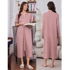 Ekouaer Zipper Robes for Women Long Sleeve Lightweight House Coats with Pockets Zip Up Bathrobe Loungewear S-3XL(Misty Rose)