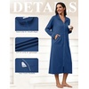 Ekouaer Zipper Robes for Women Long Sleeve Lightweight House Coats with Pockets Zip Up Bathrobe Loungewear S-3XL(Navy)