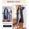 Ekouaer Zipper Robes for Women Long Sleeve Lightweight House Coats with Pockets Zip Up Bathrobe Loungewear S-3XL(Navy)