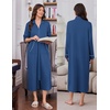 Ekouaer Zipper Robes for Women Long Sleeve Lightweight House Coats with Pockets Zip Up Bathrobe Loungewear S-3XL(Navy)