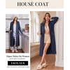 Ekouaer Zipper Robes for Women Long Sleeve Lightweight House Coats with Pockets Zip Up Bathrobe Loungewear S-3XL(Navy Blue)