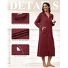 Ekouaer Zipper Robes for Women Long Sleeve Lightweight House Coats with Pockets Zip Up Bathrobe Loungewear S-3XL(Wine Red)