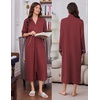 Ekouaer Zipper Robes for Women Long Sleeve Lightweight House Coats with Pockets Zip Up Bathrobe Loungewear S-3XL(Wine Red)
