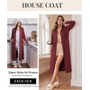 Ekouaer Zipper Robes for Women Long Sleeve Lightweight House Coats with Pockets Zip Up Bathrobe Loungewear S-3XL(Wine Red)