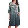 Ekouaer Zipper Robes for Women 3/4 Sleeves Housecoat Soft Nightgowns Sleepwear Mumu House Dresses with Pockets(Grey Floral)