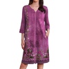 Ekouaer Zipper Robes for Women 3/4 Sleeves Housecoat Soft Nightgowns Sleepwear Mumu House Dresses with Pockets(Purple Vine)