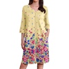 Ekouaer Zipper Robes for Women 3/4 Sleeves Housecoat Soft Nightgowns Sleepwear Mumu House Dresses with Pockets(Yellow Floral)